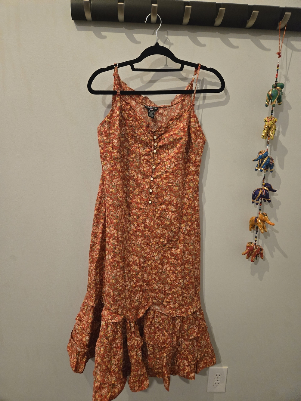 Polo by Ralph Lauren Red Floral Button-Front Midi Dress